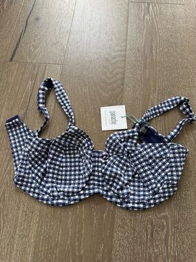 Panache Olivia full cup Navy & White Gingham Underwire Bikini Top